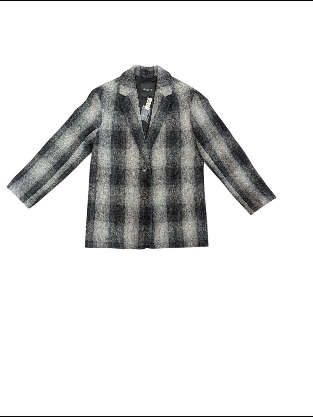 Madewell Gray Plaid Wool Blend Blazer XS